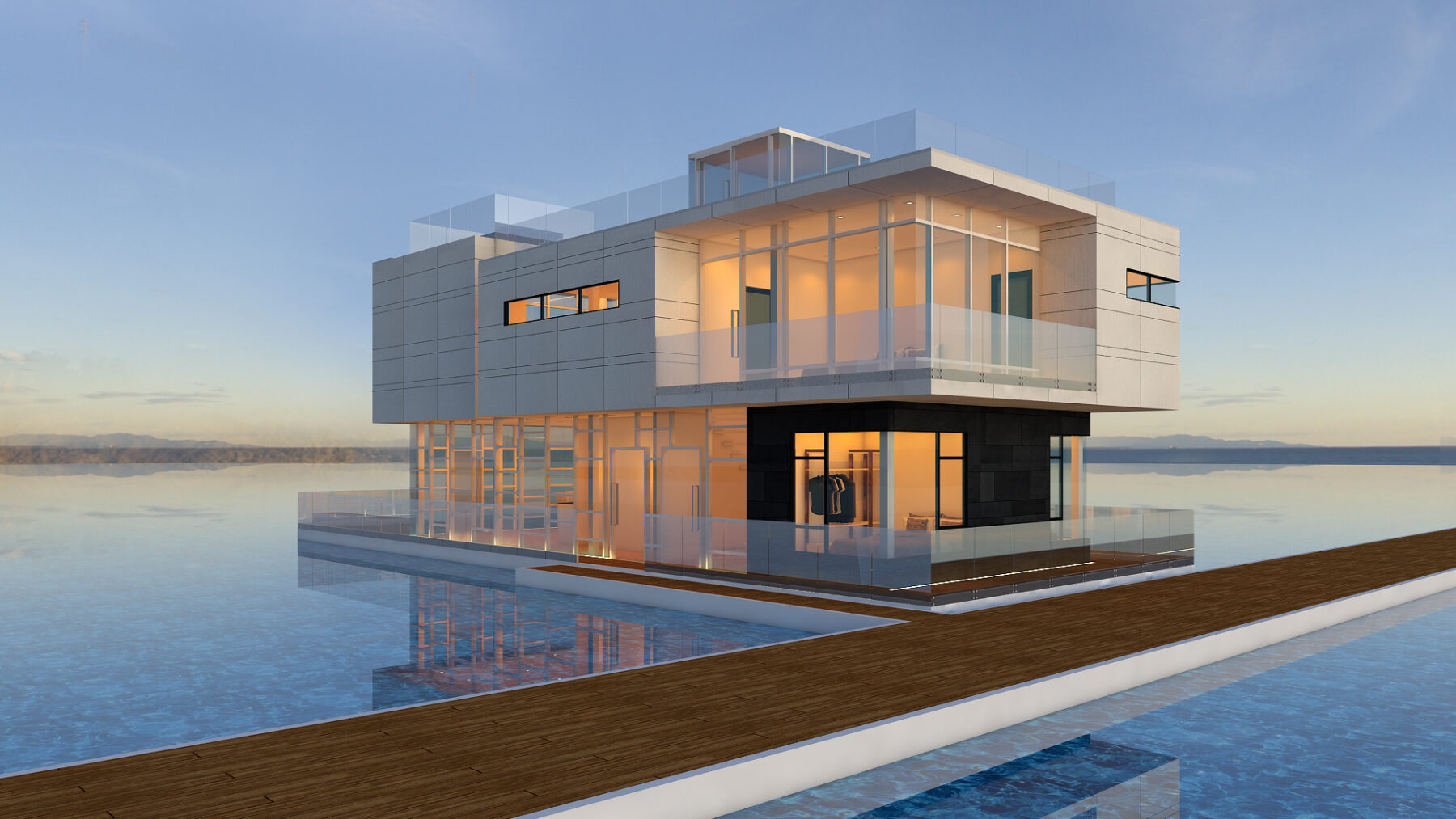 F UNIT-1 MODERN CONTEMPORARY FLOATING HOUSE - ARCHIYAH DESIGN STUDIO